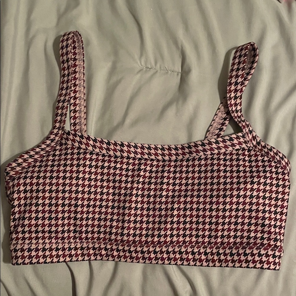 Abercrombie & Fitch Pink and Black Houndstooth Crop Top